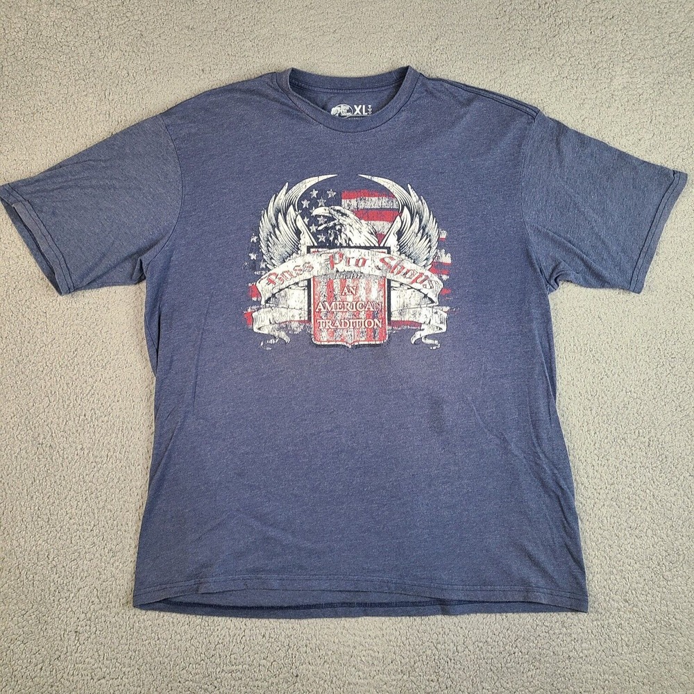 Bass Pro Shops T-Shirt Mens XL Blue Short Sleeve An‎ American Tradition